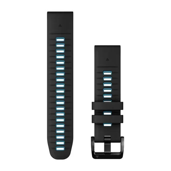 Garmin QuickFit® 22 Watch Bands, Black/Cirrus Blue Silicone