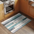 thumbnail image 3 of Turquoise Grey Wooden Large Area Rugs for Bedroom Living Room, Soft Non Slip Carpet Bedside Rug, Farmhouse Teal Wood Rectangular Floor Cover Kitchen Accent Rug 2'x3' for Dining Room/Office, 3 of 9