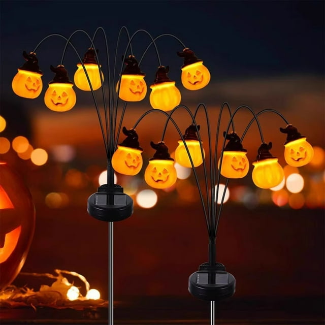 Decoraciones de Halloween, luces de día de Halloween, luces de decoración para fiestas, sin cables, luces solares de calabaza para suelo, luces ambientales para patio al aire libre, luces de cadena, l