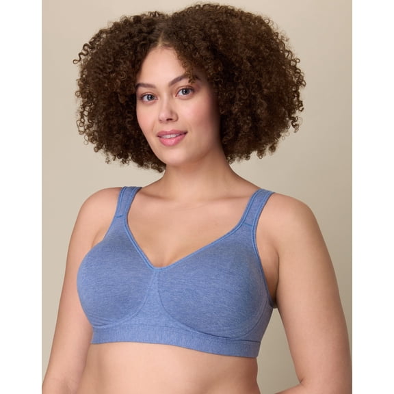 Playtex 18 Hour Ultimate Lift and Support Cotton Stretch Wireless Bra Classic Denim Heather 38B Women's