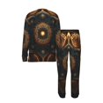 thumbnail image 4 of Mens 2 Pack Pajama Set Long Sleeve Pajamas Top and Pants Pjs Set Loungewear, Mandala Geometry Abstract, 4 of 6