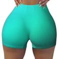 thumbnail image 2 of Gukieu Turquoise Light Blue Print Women's Sports Shorts, Elastic Waist High Stretch Running Yoga Gym Sweatpants-Large, 2 of 8