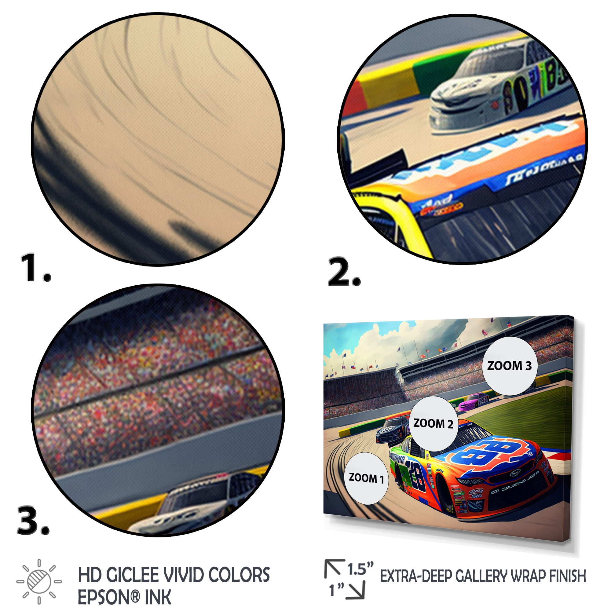 Designart American Stock Car Racing III Canvas Wall Art