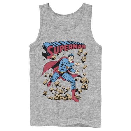 Men s Superman Hero Break Barriers Tank Top Athletic Heather 2X Large