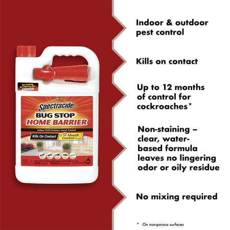 Spectracide Bug Stop Home Barrier, Ready-to-Use Indoor Plus Outdoor Insect Control, 1 Gal.