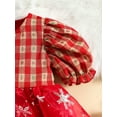 thumbnail image 5 of hirigin Toddler Girls Christmas A-line Dress Short Sleeve Snowflake Print Plaid Patchwork Dress, 5 of 9