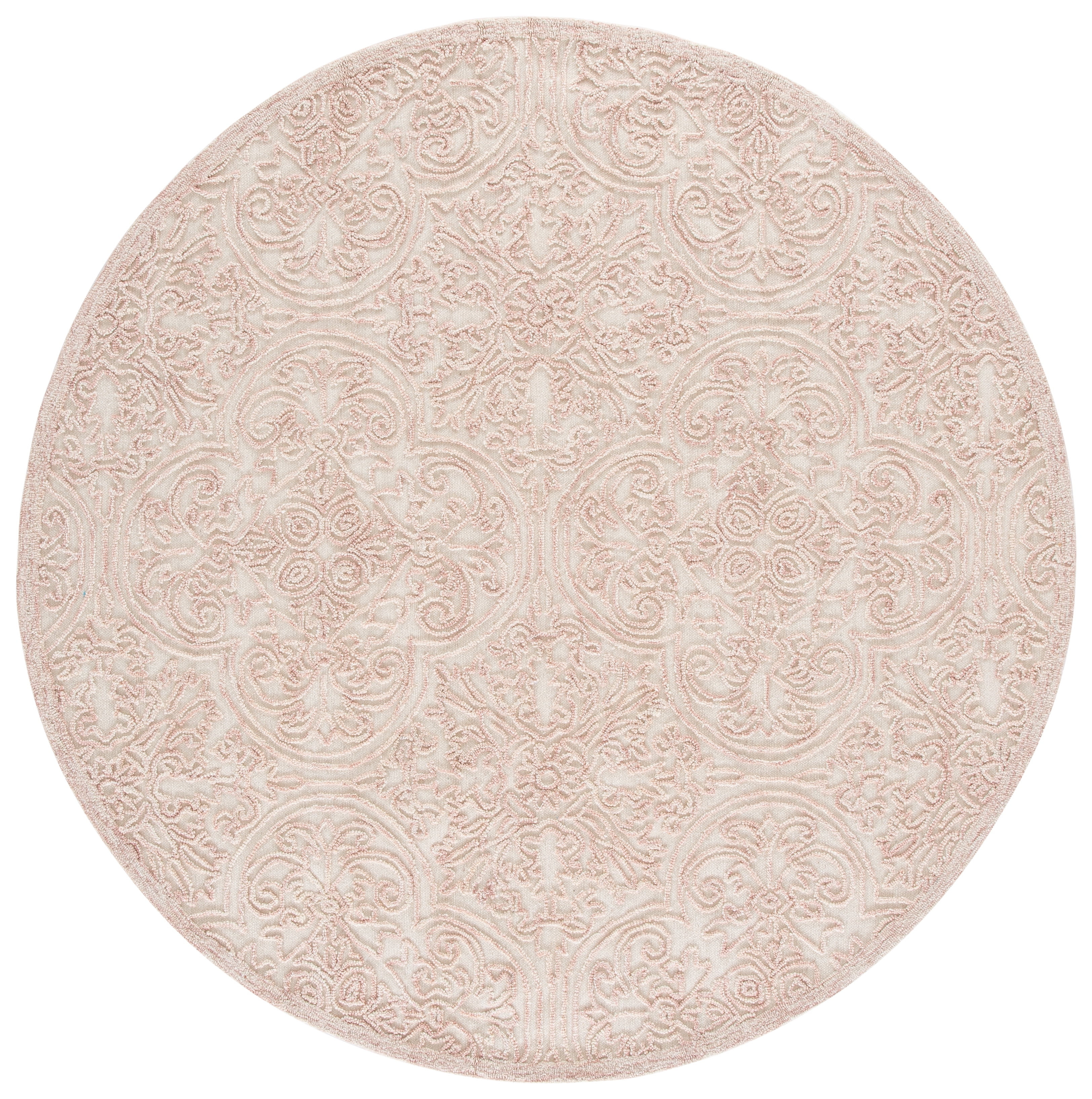 Safavieh Trace Burton Geometric Area Rug, Ivory/Pink, 4' x 4' Round