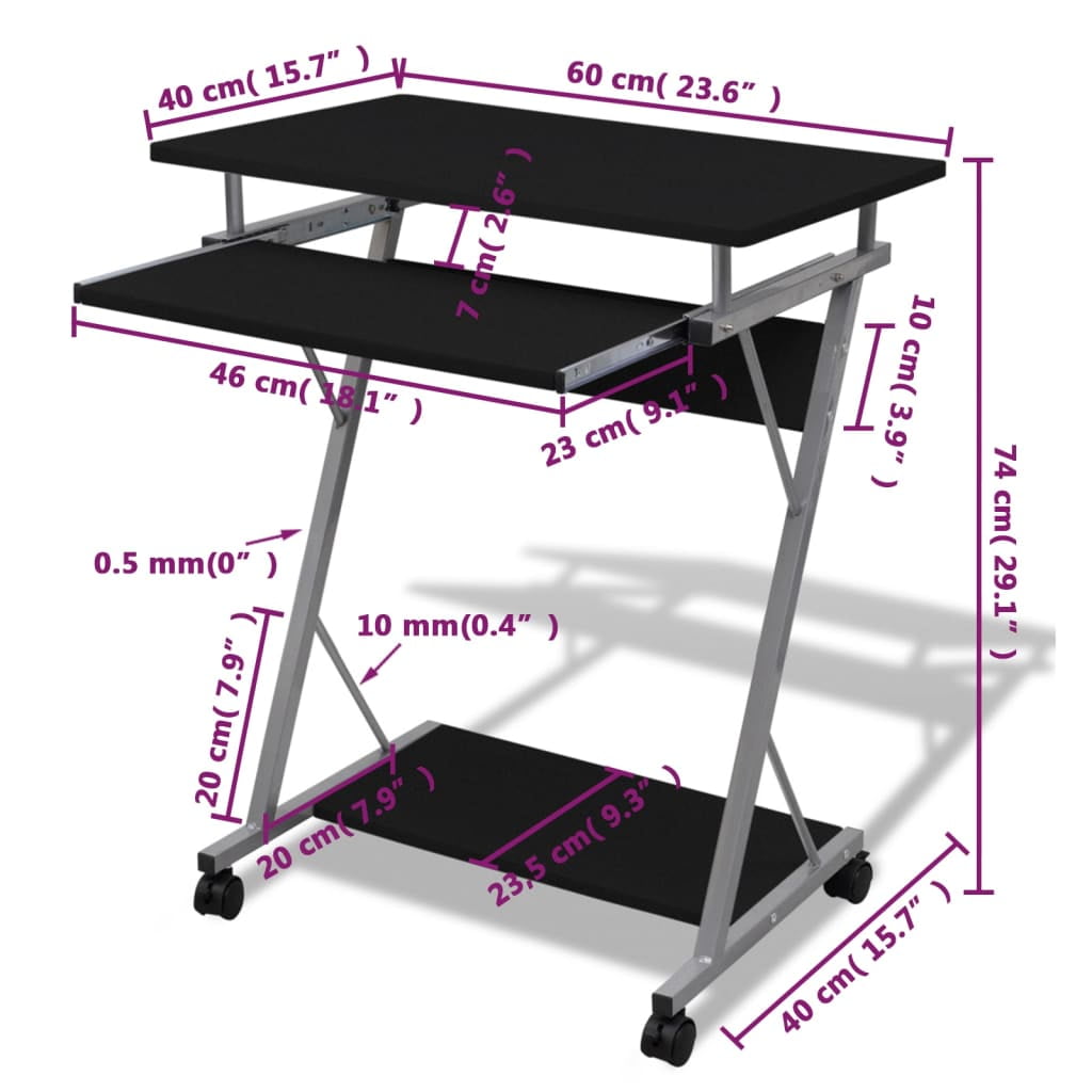 Kepooman 23.6" Home Office Modern Computer Desk with Pull Out Keyboard Tray, Black