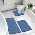 thumbnail image 4 of CCWADH Bathroom Rugs Set, Bath Rugs Non-Slip Bath Mat Set 3 Piece,Washable Bathroom Mats,Super Soft U-Shaped Toilet Rug,Bahroom Carpets for Bathroom,Tub,Shower, Blue[31.5"x20"+16"x24"+16"x20"], 4 of 8