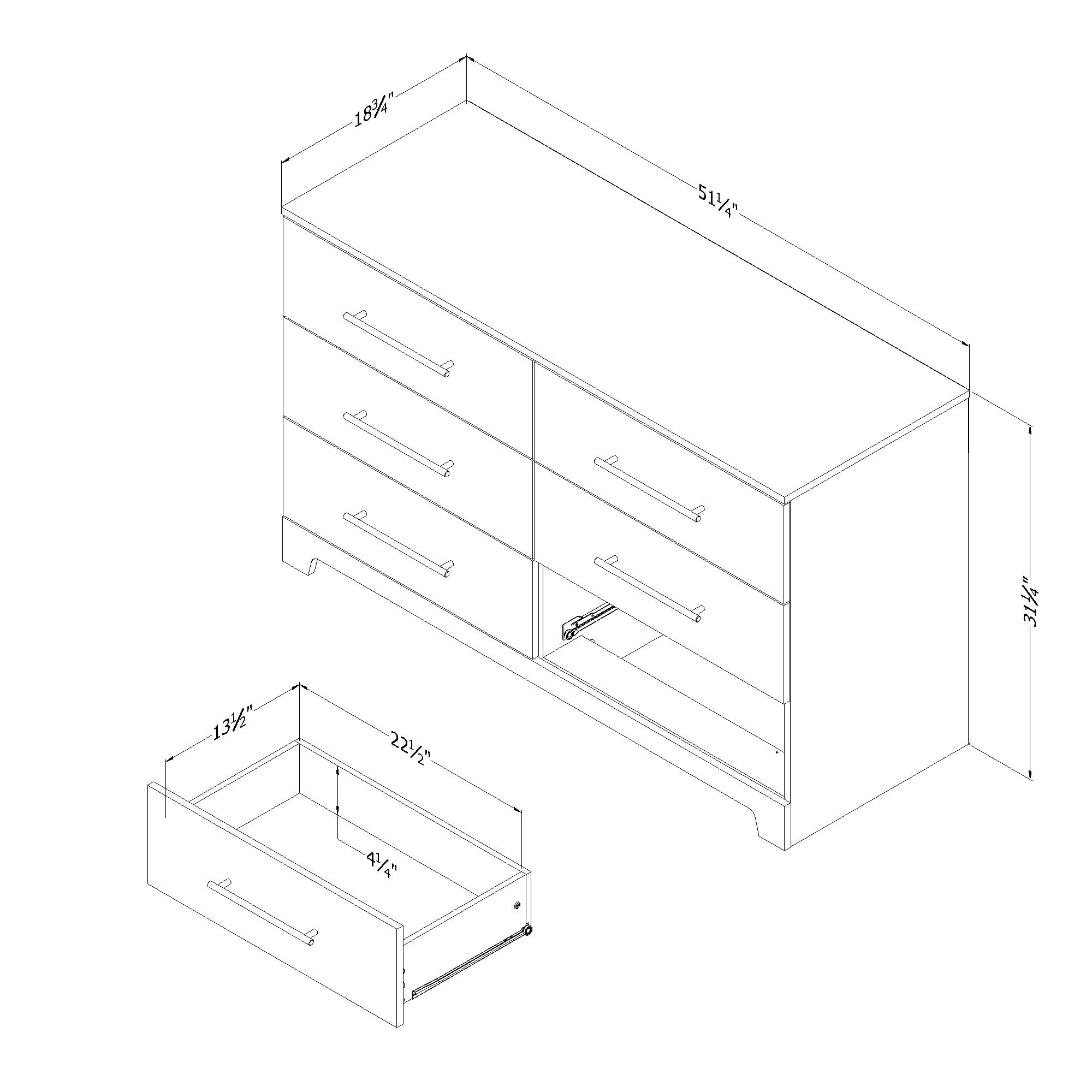 South Shore Primo 6-Drawer Dresser for Adult, in Black Oak