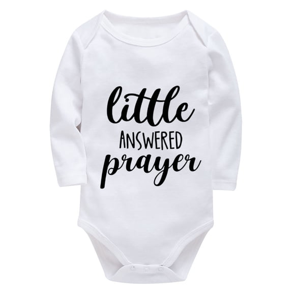 Little Answered Prayer New Born Baby Clothes for Girl Long Sleeve Neutral Baby Clothes Girl White Baby Girl Romper 9-12 Mont