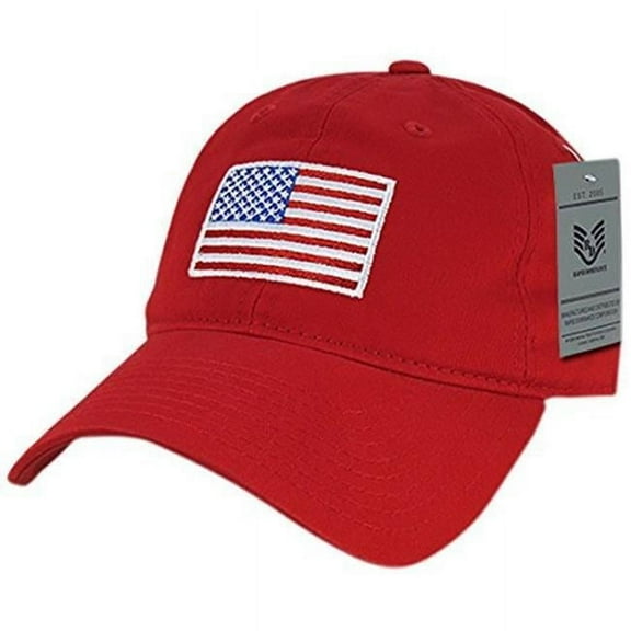 Rapid Dominance A03-USA3-RED Side US Flag Relaxed Graphic Cap, Red - One Size