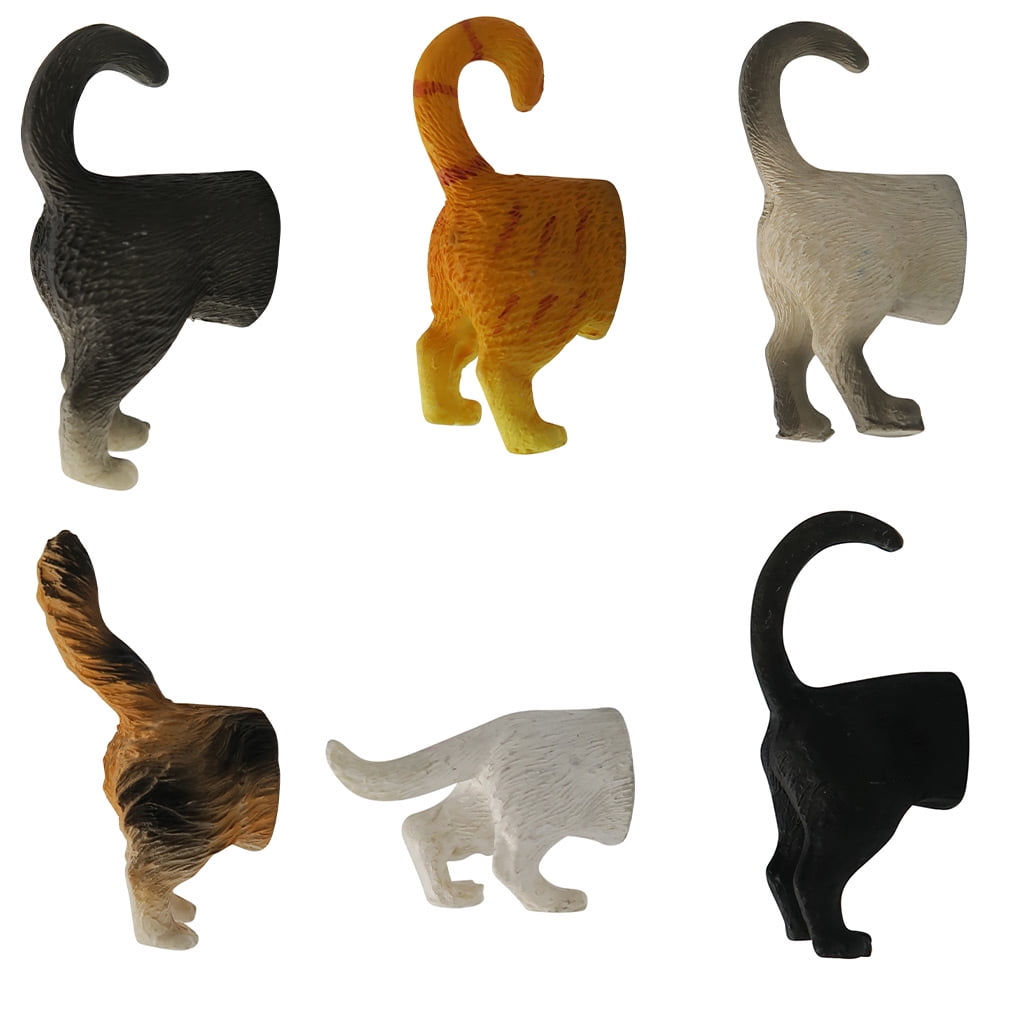 Cat Fridge Magnets With Tails as Key Ring Hanger 