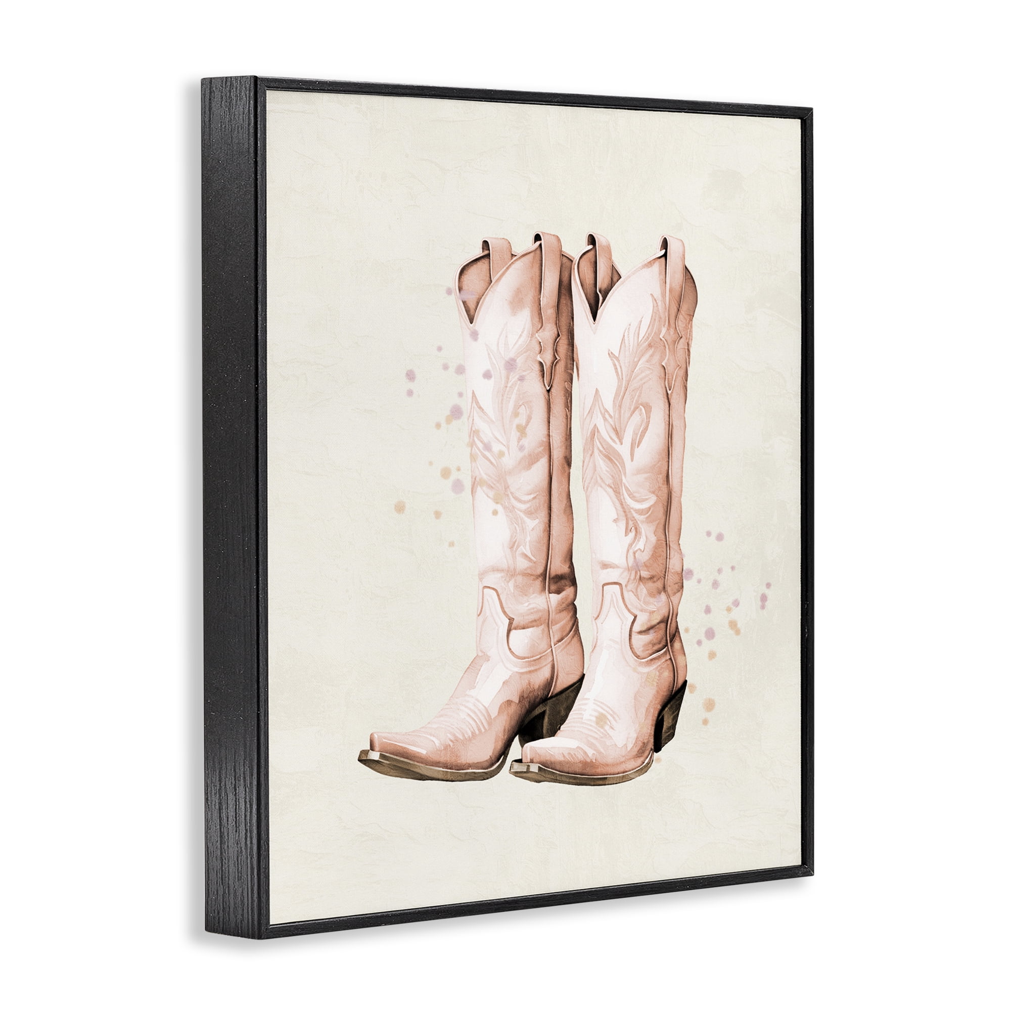 Howdy Cowgirl Pastel Boots Black Framed Giclee Art, design by Kim Allen