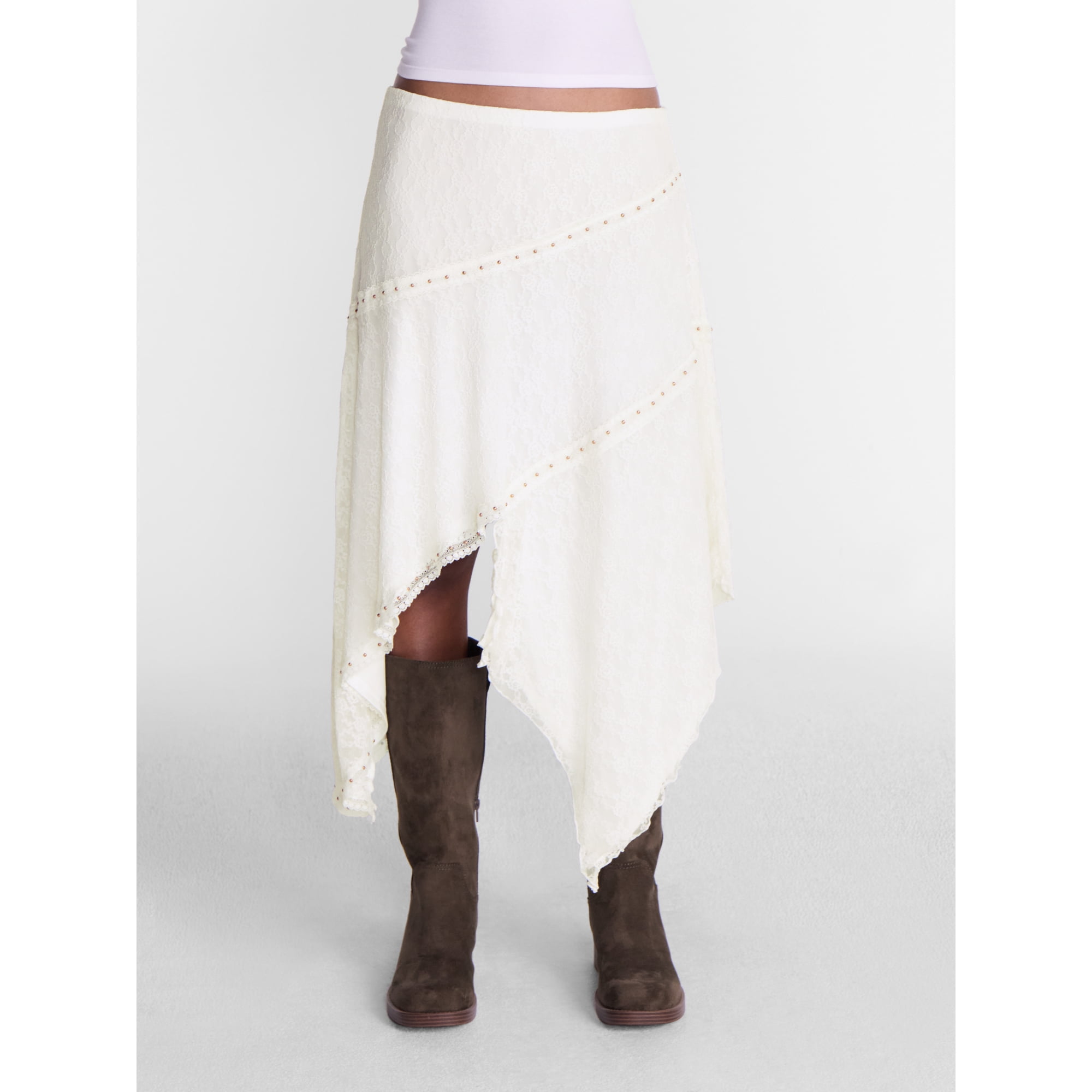 No Boundaries Asymmetrical Midi Skirt, Women’s XXS-XXL