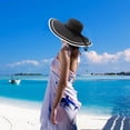 thumbnail image 4 of XINPING Women's Oversized Contrast Straw Sun Hat, Wide Brim Roll Up Floppy Visor Hat UV Protection Beach Vacation Hat with Lace Strap, Packable for Travel and Summer, 4 of 5