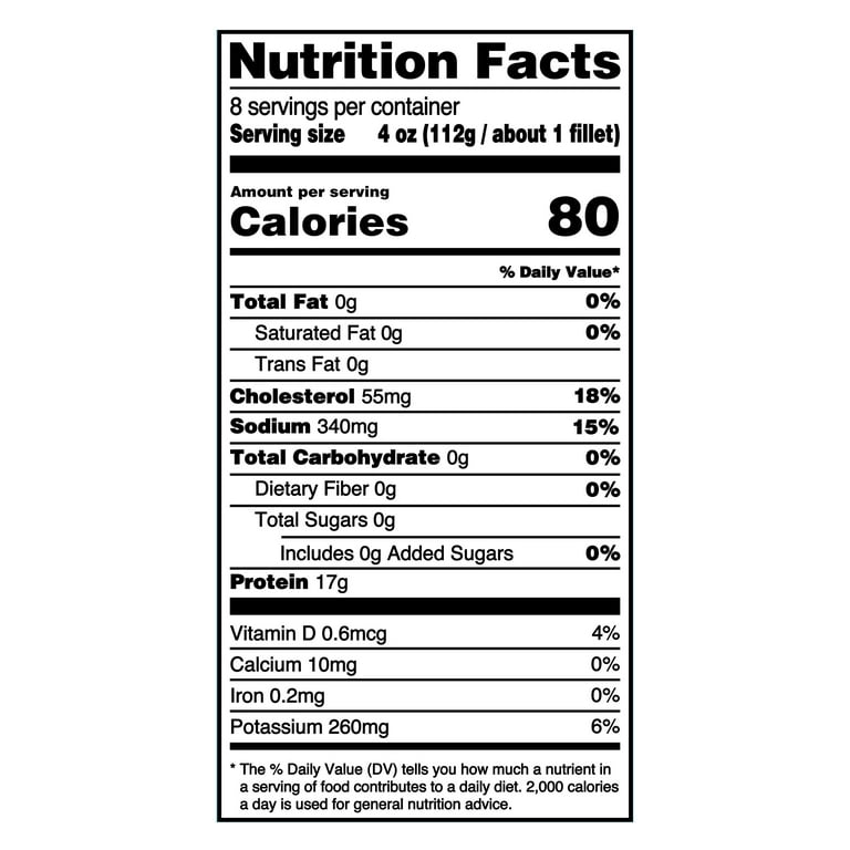 Great Value Frozen Wild Caught Pacific Cod Fillets, 2 lb