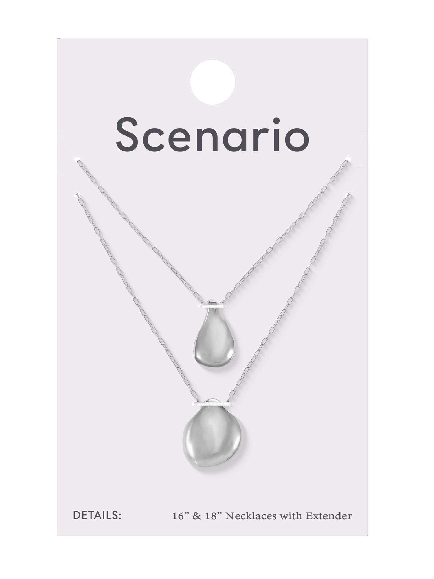 Scenario Drop Pendant Necklaces, Silver-Tone, 2-Piece Set