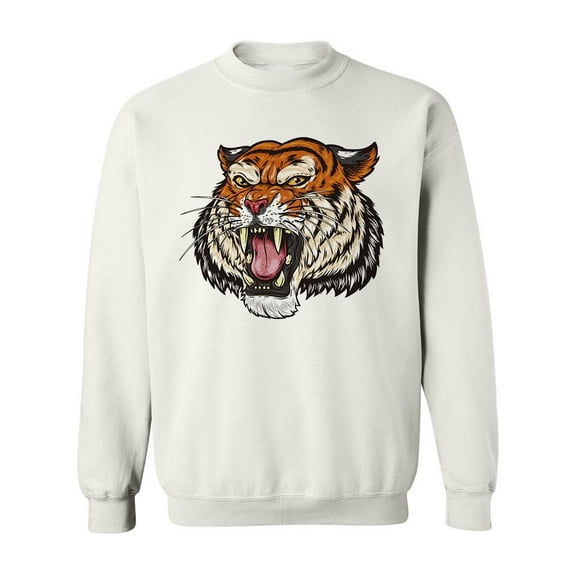 Tiger Head Roaring, Design Sweatshirt Men -Image by Shutterstock, Male 5X-Large