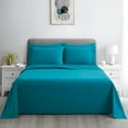 thumbnail image 2 of Hong and Arts Inc. Marina Decoration Ultra Soft Silky Deep Pocket Solid Rayon from Bamboo All Season Bedding Pleated Sheet Set Teal - Twin, 2 of 5
