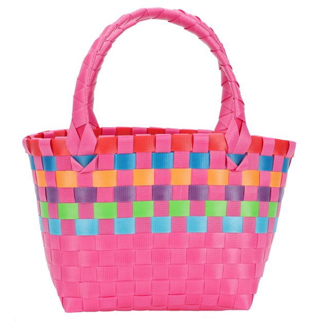 Miangastore Small Beach Bag Storage Basket Pink Plastic 1Pack For Women Summer Beach