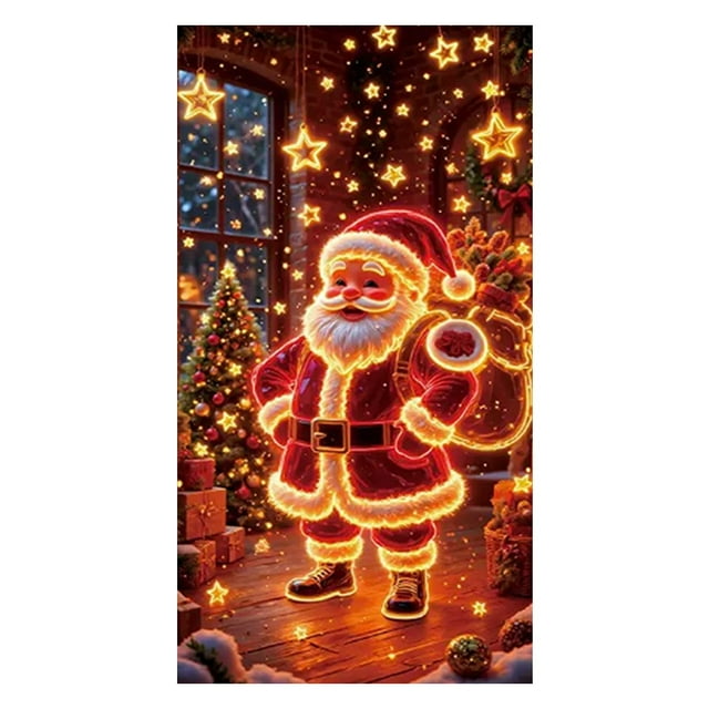Outdoor Christmas Decorations Glow Door Cover Santa Tree Banner Accent
