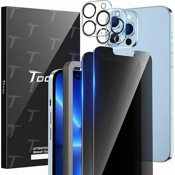 wonima11 TOCOL 4 Pack for iPhone 13 Pro Max,2 Pack Privacy Tempered Glass Screen Protector+2 Pack Camera Lens Protector,Bubble Free,9H Hardness,Scratch Resistant