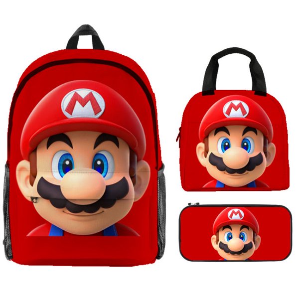 Mario bros bag Bowser Princess Peach bag pencil case lunch bag for elementary student.