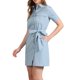 thumbnail image 4 of Vestido Safari de Verano para Mujeres INSPIRE CHIC con Cuello, Botones y Cinturón de Algodón, Talla XS, Azul Claro, 4 of 6
