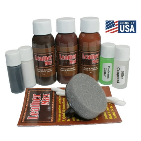 Automotive Leather Max Complete Leather Refinish, Restore & Repair Kit/Now with 3 Color Shades to Blend with/Leather & Vinyl Recolor (Beach (The Best Leather Repair Kit)