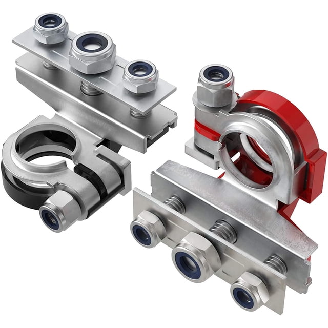 Conector de terminales de batería, abrazadera superior de batería de ocio de 3 vías de 12 V para automóvil, furgoneta, caravana, autocaravana (1 par)