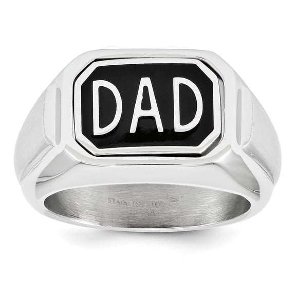 Stainless Steel 12 mm Black IP Flip Top Dad & DC Ring