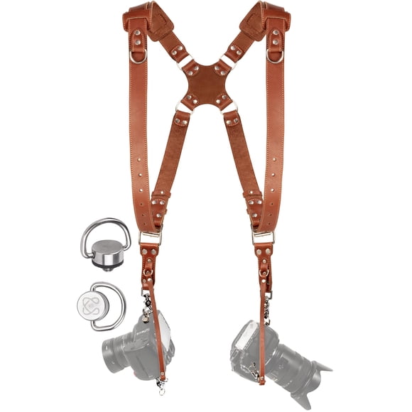 Camera Accessories Dual Harness Two Cameras - Shoulder Leather Strap - Multi Gear Double Camera Accessories DSLR/SLR ProInStyle Strap by Coi