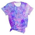 thumbnail image 3 of Womens T Shirts Loose Fit Summer Tops Casual Crew Neck Floral Print Short Sleeve Spring Women's T-Shirts Graphic Tees Purple S, 3 of 3