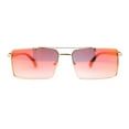 thumbnail image 2 of Elegant Mens Luxury Designer Fashion Narrow Rectangular Sunglasses Light Gold - Fuchsia Mirror, 2 of 4