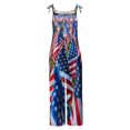 thumbnail image 4 of DDAPJ pyju Women Linen Overalls 4th of July Patriotic Rompers USA Flag Print Wide Leg Jumpsuit with Pockets Todays Sales Blue M, 4 of 5