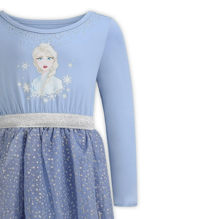 Disney Frozen Girl's Elsa Long Sleeve Tulle Skirt Dresses (Girls), Sizes  2T-10 - Walmart.com
