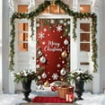 thumbnail image 5 of Christmas Door Cover Flag With Exquisite Ball, Snowflake, Bow, And Bells Background, Decorative Doorway Flag For A Festive Entryway Welcome, 5 of 6