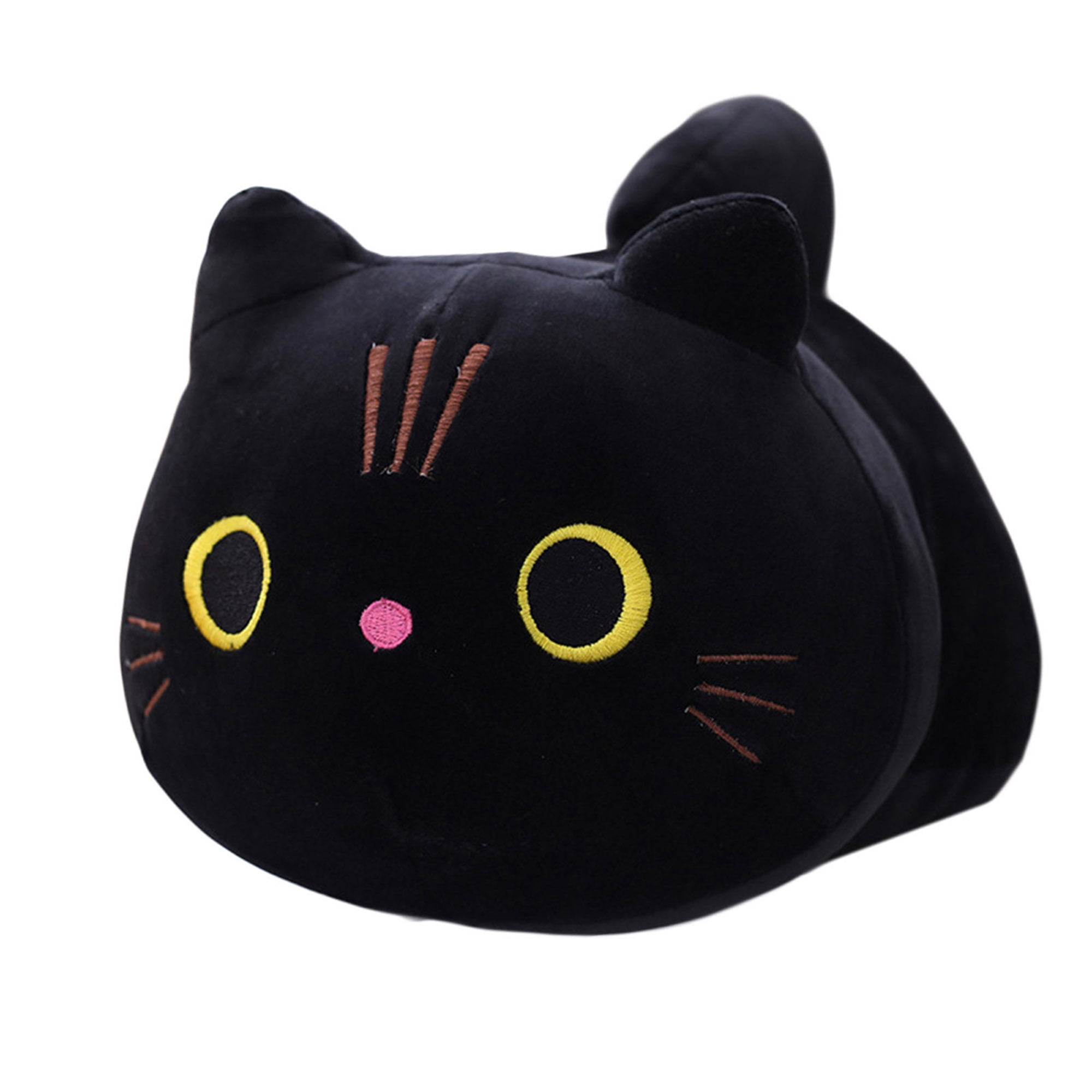 Plus Size 3D Black Cat Plush Toy Kawaii Cat Pillow, 13.8 inch Super ...