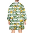 thumbnail image 2 of Yellow Lemon Fruits StripedGreen Pattern Wearable Oversized Blanket,Wearable Blanket Hoodie for Adults,Cozy Hooded Blankets with Super Pockets,Super Warm Fuzzy Pullover for Women & Men, 2 of 6