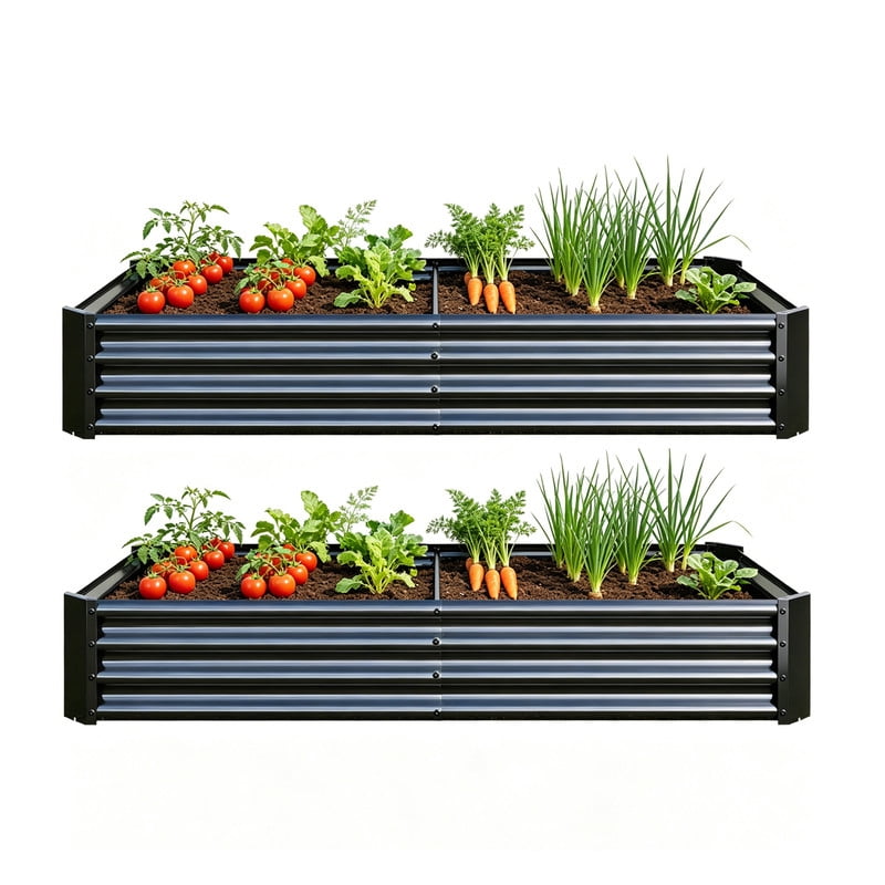 Galvanized Raised Garden Bed for Vegetables, 6×3×1ftPlanter Raised Garden Boxes Outdoor,Metal Raised Garden Beds Steel Kit for Vegetables Flower, 2PCS