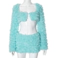 thumbnail image 3 of Faux Fur Cardigan & Skirt Set (M, Beige), 3 of 10