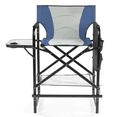 thumbnail image 2 of Tcbosik Folding Directors Chair with Side Table and Cup Holder, 26" Seat Height Portable Camping Chair with Storage Pocket and Footrest for Lawn, Backyard, Gray & Navy, 2 of 11