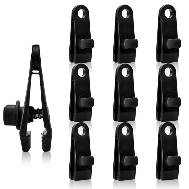 10 clips para lona, abrazaderas para lona, clips para lona, clips para lona, agarre de bloqueo resistente, clips de plástico para tienda de campaña, abrazaderas, clip de lona de polietileno, c