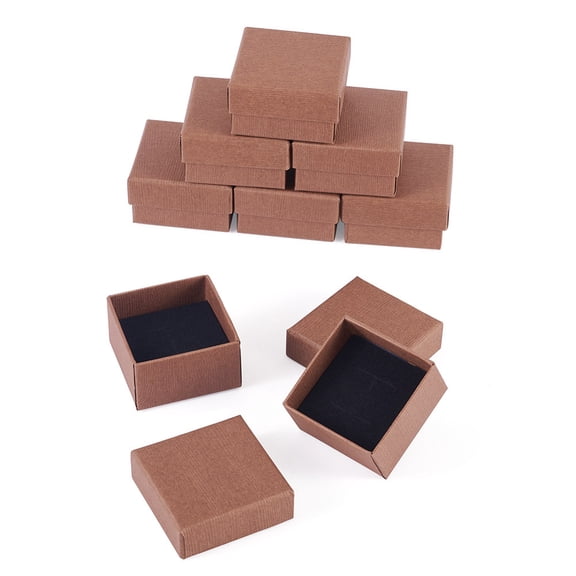Paperboard Jewelry Gift boxes for Rings Earrings and Pendants Square Coffee 5.3x5.25x3.2cm