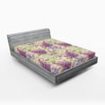 thumbnail image 2 of Ambesonne Nature Fitted Sheet, Lilac Flowers Watercolor Art, Queen Size, Pistachio Green and Pale Pink, 2 of 5