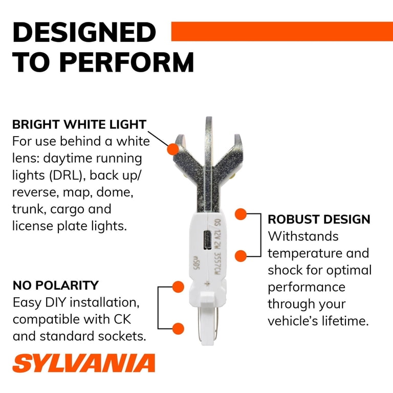 Sylvania Zevo 3157 White LED Mini Light Bulb, Bright Interior