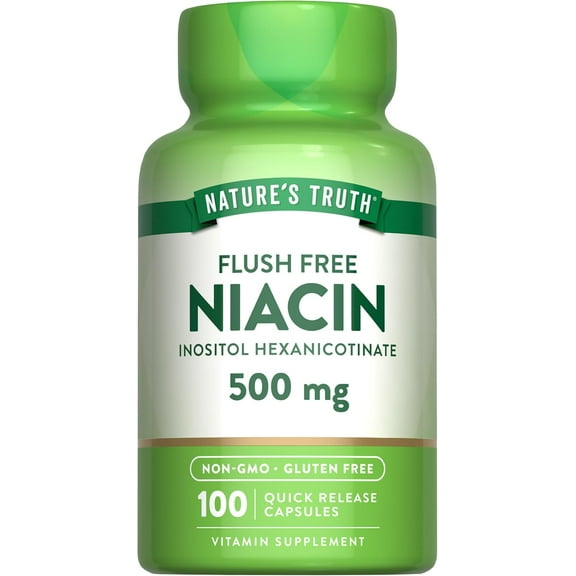 Niacin 500mg Flush Free | 100 Capsules | by Nature's Truth