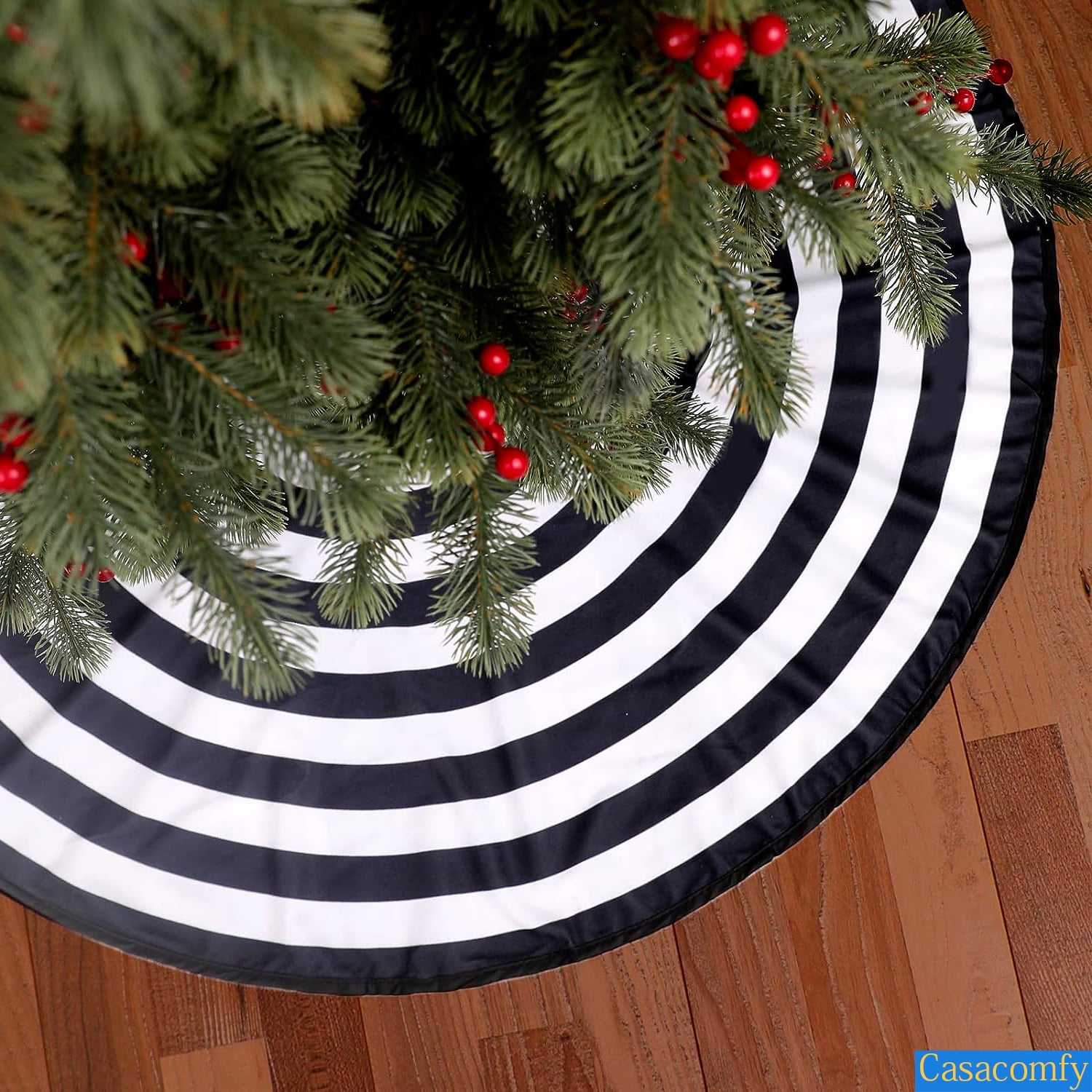 36 Inch Christmas Tree Skirt, Xmas Tree Skirt Wicker Black