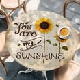 thumbnail image 2 of Sunflowers Round Tablecloth, Fitted Table Cover with Elastic for 45"-54" Round Tables, Vintage Bee You Are My Sunshine Beige Table Cloth Outdoor Indoor Dinning Party Waterproof Tablecloths, 2 of 7
